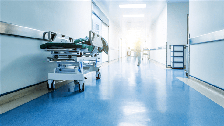 Typical modern hospital hallway