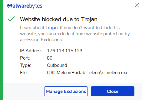 Malwarebytes blocks 176.113.115.123