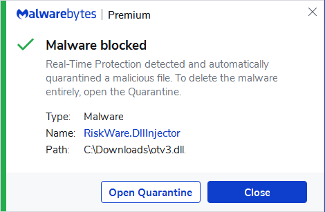 block RiskWare.DllInjector