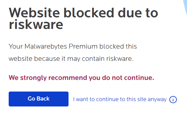 Malwarebytes blocks  afmndx.com