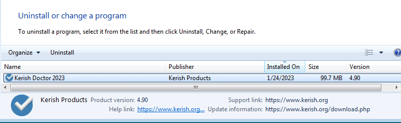 Kerish Doctor installed
