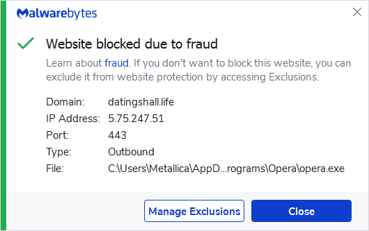 Malwarebytes blocks datingshall.life