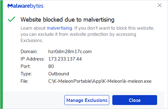 Malwarebytes blocks hzr0dm28m17c.com