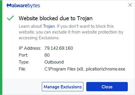 Malwarebytes blocks 79.142.69.160