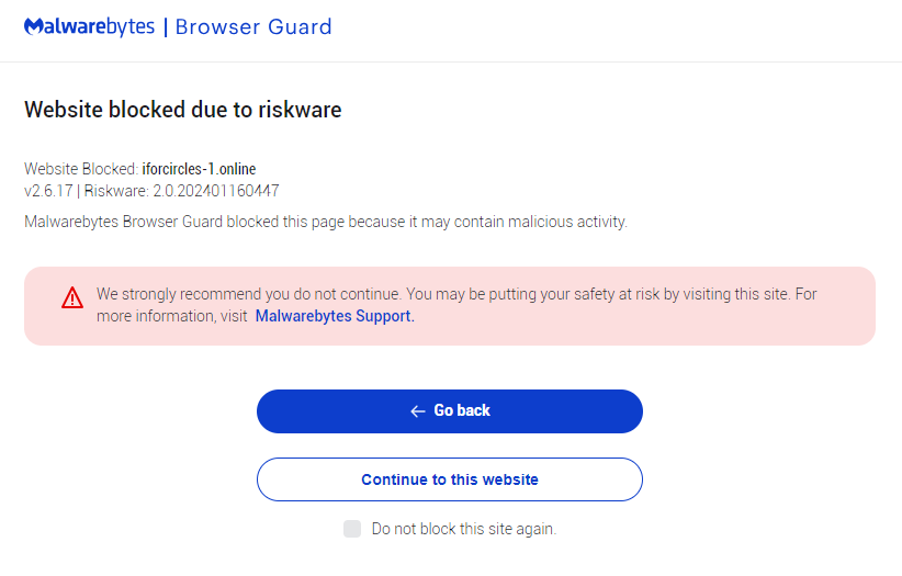 Malwarebytes blocks iforcircles-1.online