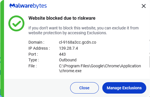 Malwarebytes blocks cl-9168a3cc.gcdn.co