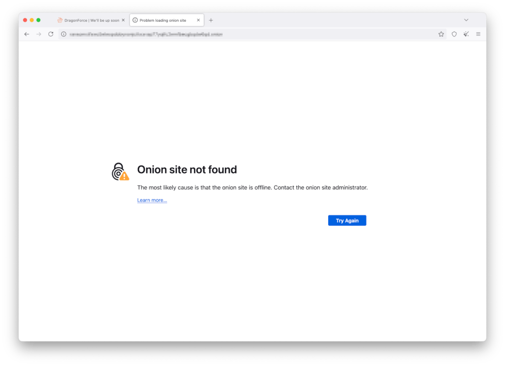 The RansomHub dark web leak site is currently down.