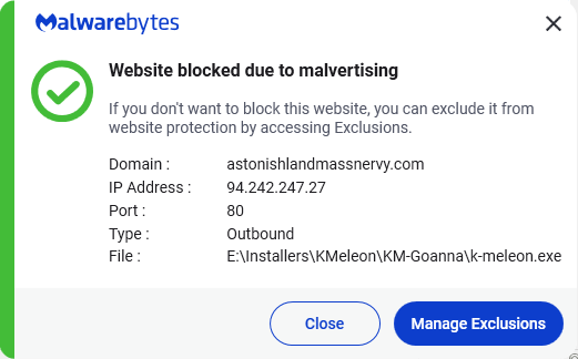 Malwarebytes blocks astonishlandmassnervy.com